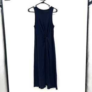 Gap Navy Blue Cotton Knot Front Maxi Dress Women's Small Petite
